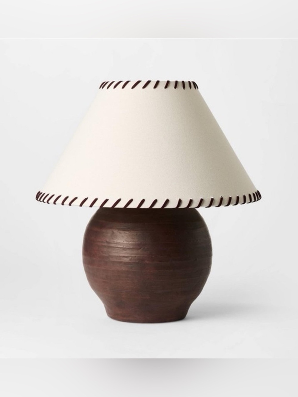 Large Earthy Table Lamp with Whipstitch Shade - Threshold™ designed with Studio